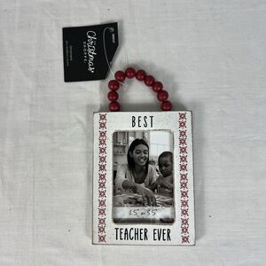 Best Teacher Ever Ornament Christmas Gift Picture Frame 2.5 X 3.5